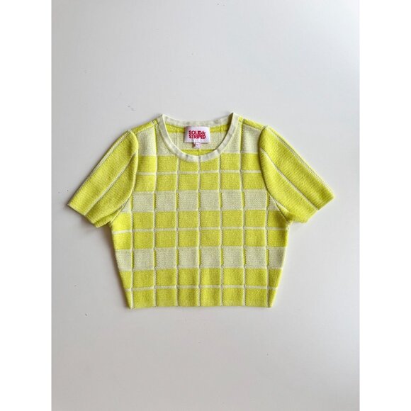 NWOTT SOLID & STRIPED Cara Pear Gingham Knit Cropped T-Shirt, Size S - Picture 4 of 9
